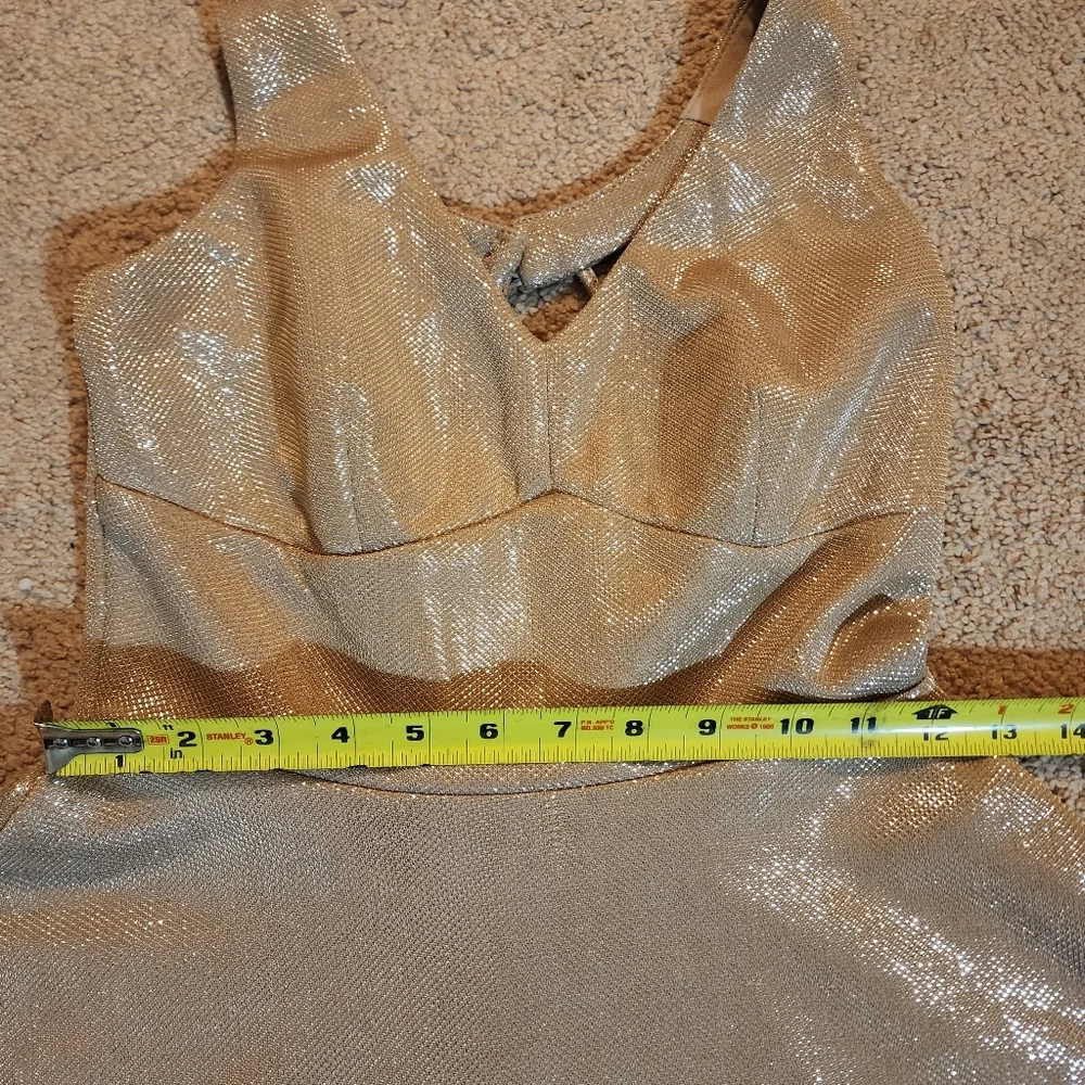 Teeze Me Macy'sGold Shimmer Fit &FlareDress Size 3/4 - Picture 11 of 16